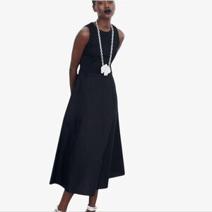 Zara Black A-Line Midi Skirt